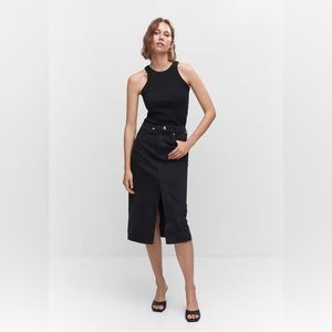NEW Mango Midi Black Denim skirt